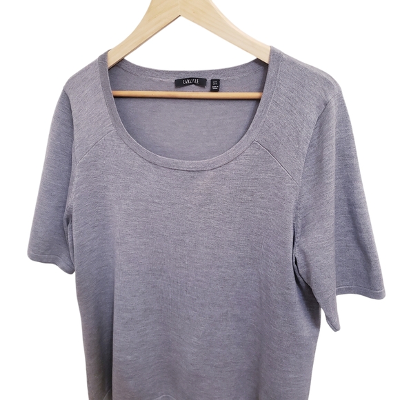 Carlise Gray Silk Blend Short Sleeve Scoop Neck Top, Size XL - Picture 7 of 8